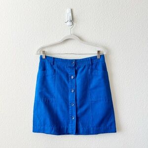 Hartford Cotton Linen Blue Button-Front Women's Skirt Size 2 Medium